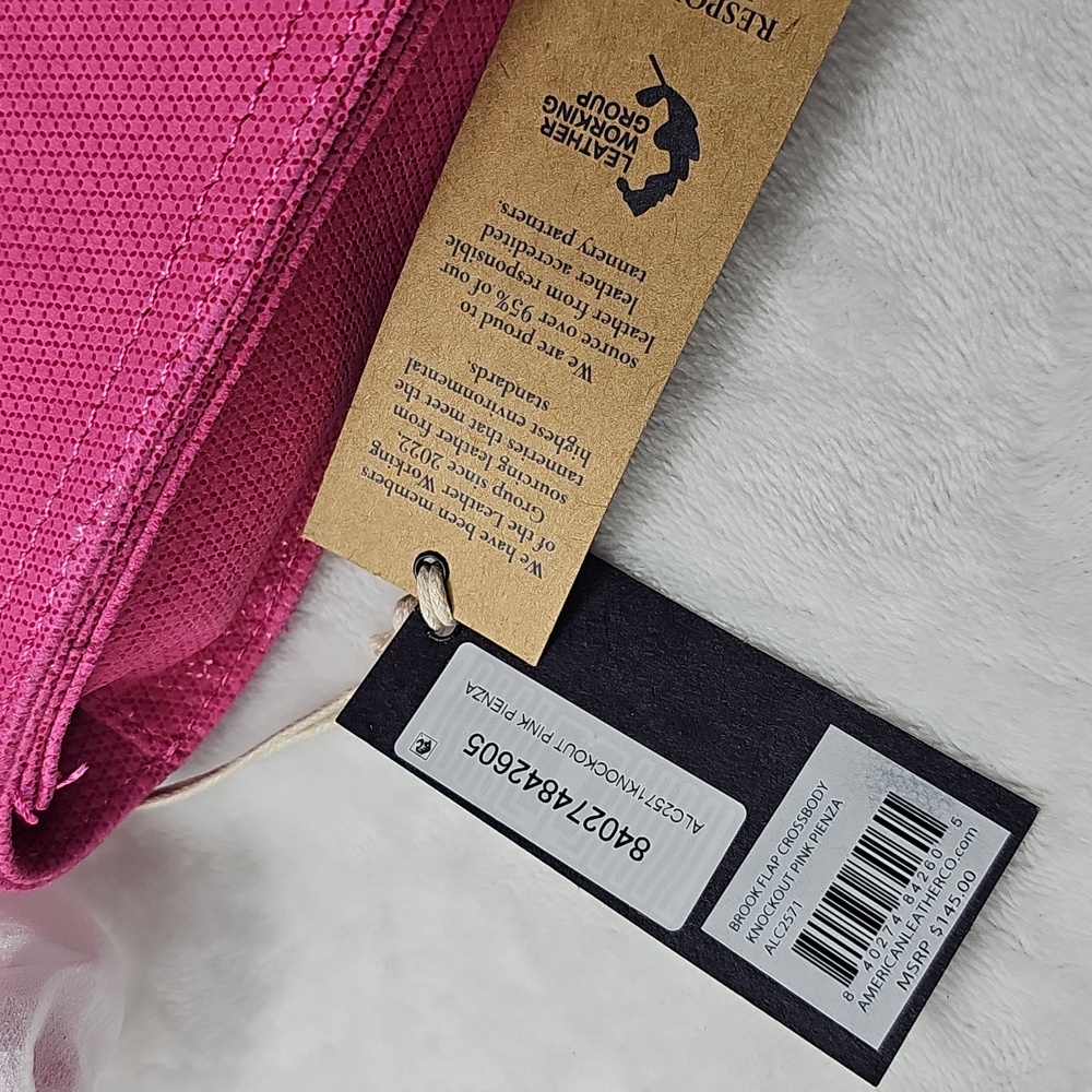 American Leather Co. Pink Leather Book Flap Crossbody - Picture 9 of 11